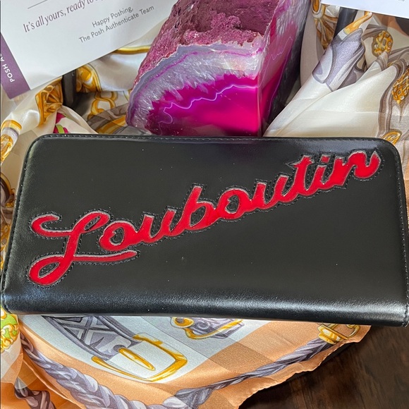 Christian Louboutin Black Wallet with Red Script - Picture 8 of 11